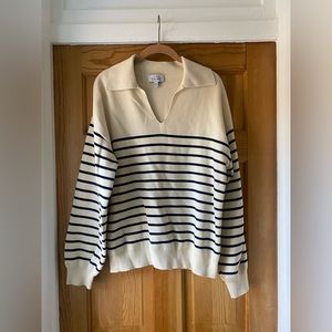 & Other Stories relaxed collared sweater with stripes